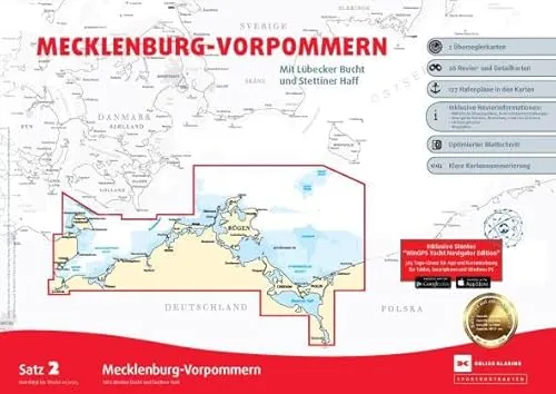 Sportbootkarten Satz 2: Mecklenburg-Vorpommern (Ausgabe 2025) - Aktuelle Sportbootkarten für Mecklenburg-Vorpommern, inklusive Lübecker Bucht und Stettiner Haff – ideal für sichere Navigation und Planung Ihrer Bootstouren.