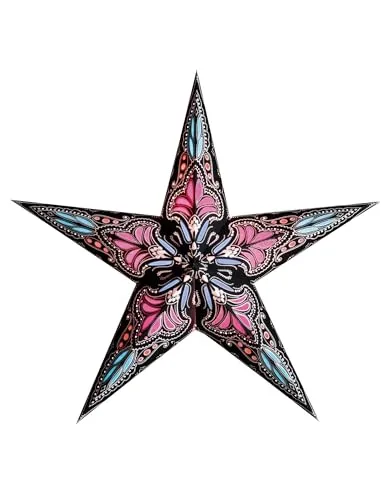 starlightz Papierstern Jaipur M PINK/Black 60 cm Lampenschirm, Fensterdeko, Weihnachtsstern, handgemacht - das Original aus Indien