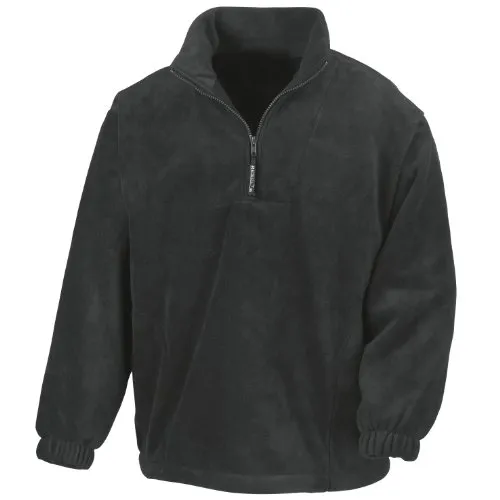 Result Herren Unisex Unlined Active Fleece Jacke XXXL, Schwarz - Funktionsjacke mit 1/4 Frontreißverschluss, elastischen Bündchen und verstellbarem Gummizug für optimalen Tragekomfort und Wärme.