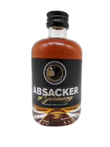 Absacker of Germany - Black Label - Premium Kräuterlikör MINIATURE 40ml - Kräuterlikör aus Deutschland mit einem aufregenden Geschmack von Kräutern, Ingwer und Zitrusfrüchten. Ideal für Liebhaber edler Spirituosen in handlicher 40ml Flasche.