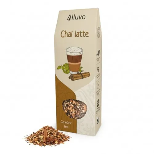 Chai Latte Gewürztee, lose Teemischung mit Schwarztee & Rotbusch, Zimt, Ingwer, Kardamom & Anis, 90 g, handverpackt in Österreich, nachhaltige Verpackung, ideal zum Genießen & Verschenken