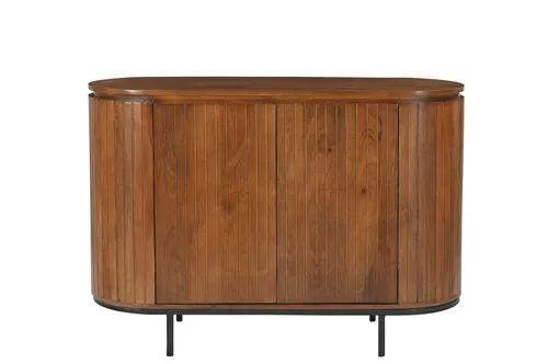 SIT Möbel Sideboard mit 2 Türen | Mango massiv natur | Metallgestell schwarz | B 115 x T 43 x H 81 cm | 14803-01 | Serie AMBRA