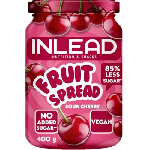 INLEAD - Fruit Spread | Fruchtiger Sauerkirsch-Aufstrich ohne Zuckerzusatz & ohne Palmöl | Perfekt für Frühstück, Toppings & Backrezepte - 400g (Sour Cherry - Saure Kirsche)