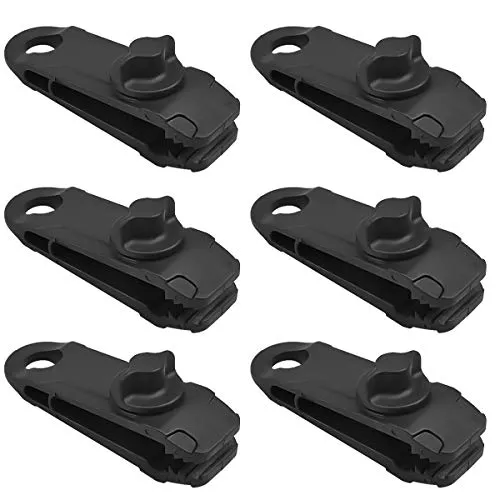 Fodlon Zeltclip, Planen-Clips 6 Stück Tarp Clips Planenhalter Schwarz Klemme Krokodil-Klammern Clamp für Outdoor-Aktivitäten Picknick Markisen, Wohnwagen, Planen, Persenninge, Schlafsack