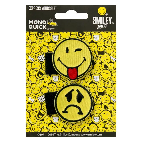 Produktbild 2 Smileys frech und traurig, Klett zum wechseln, Applikation Bügelbild 18831