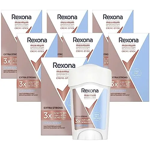 Rexona Maximum Protection Anti-Transpirant Deo Creme Clean Scent 45 ml - Deo Creme für 48 Stunden Schutz gegen starkes Schwitzen und Körpergeruch. Ideal bei Stress und Hitze, dermatologisch getestet, für langanhaltende Frische.