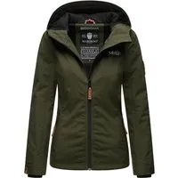Marikoo Damen Übergangsjacke leichte wind- und wasserabweisende Jacke mit Kapuze Olive