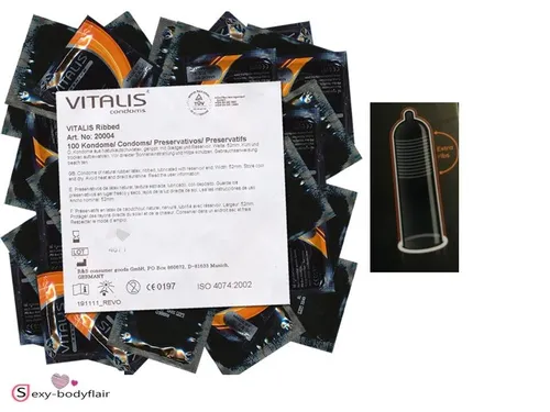 ♥ 100 Vitalis Kondome Ribbed gerippt 52mm Condome