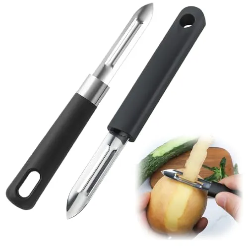 2er Set Sparschäler,Edelstahl Schäler,Doppel-Klinge Kartoffelschäler,Gemüseschäler,Profi Sparschäler,Gurkenschäler,Vegetable Peeler,Multifunktionsschäler für Kartoffeln Karotten Gurken Äpfel & Birnen
