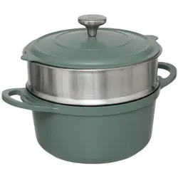 5five Dampfkochtopf aus Aluguss 24cm, Olivgrün mit Zubehör in grau von 5five Simply Smart
