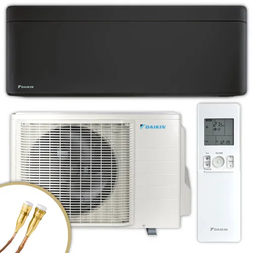DAIKIN Split Klimaanlage Nepura Stylish Schwarz 3,0 kW - Effiziente Klimaanlage für Räume bis 35 m². Schneller Anschluss dank Quick Connect und verbesserter Abtauzyklus für optimalen Komfort bei jeder Außentemperatur.