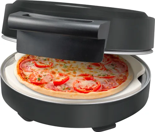 Bestron Pizzaofen Black Label - Knusprige Pizzen in 5-10 Minuten - Pizzaöfen: Turboaufheizzeit auf bis zu 320°C für perfekte Pizzen. Inkl. Schamottstein für gleichmäßige Hitzeverteilung und 2 Holzspatel für sicheres Herausnehmen.