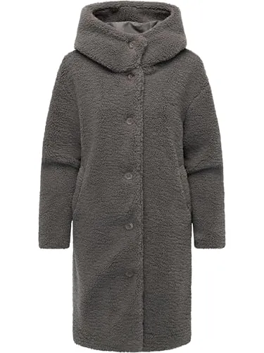 Ragwear Langmantel Joonie YOUMODO - Modischer Wintermantel mit Kapuze - Stylischer Langmantel aus 100% Polyester, windabweisend und wärmend. Ideal für kalte Tage, mit praktischen Eingrifftaschen und Knopfleiste. Größe M (38), Farbe grau.