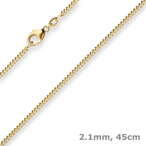 Schmuck Krone Goldkette 2,1mm Panzerkette aus 375 Gelbgold 45cm - Elegante 2,1mm Panzerkette aus 375 Gelbgold, 45cm lang, ideal für jeden Anlass. Massiv und glänzend, mit sicherem Karabinerverschluss. Hochwertige Verarbeitung, in Deutschland hergestellt und in einem stilvollen Schmucketui geliefert.