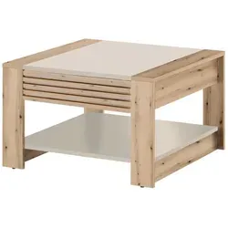 Mid.you Couchtisch aus Eiche mit Stauraum - Stylischer Couchtisch in Eiche und Kaschmir, quadratisch mit 1 Schublade für zusätzlichen Stauraum – ideal für dein Wohnzimmer.