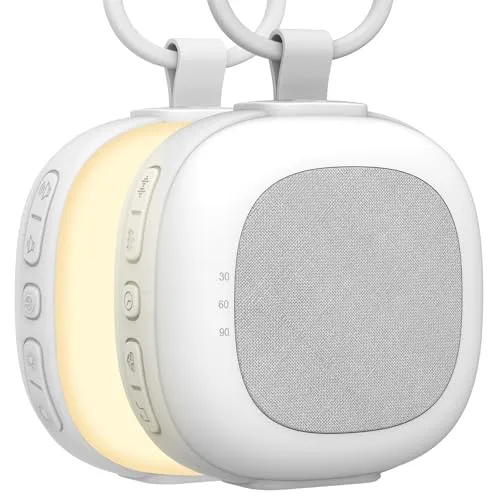 Gemmac Tragbare White-Noise-Machine mit Nachtlicht Weißes Rauschgerät mit 32 High-Fidelity-Soundtracks, 7 Farben Nachtlichter Wiederaufladbare Weißes Rauschen Therapie Timer und Speicherfunktionen