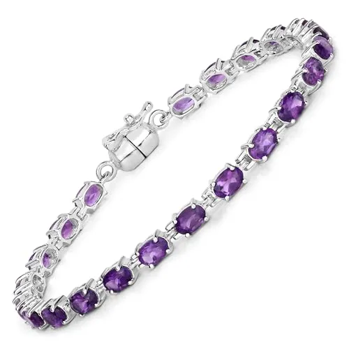 Vira Jewels Damen Armband 925/- Sterling Silber mit Amethyst - Armbänder für Damen, handgefertigt aus 925 Sterling Silber mit 22 echten Amethysten, strahlend schön und ideal für besondere Anlässe.