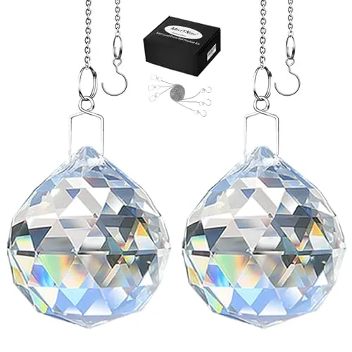 MerryNine 50mm Kristall Klar aus Glas Zum Aufhängen Prism Suncatcher Anhänger Ball, groß Kristall Anhänger Zum Aufhängen facettiert Prism Bälle für Windows Dekoration Feng Shui