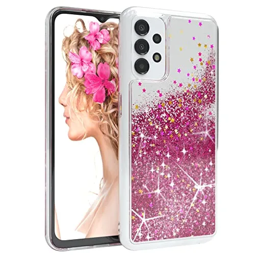 EAZY CASE Hülle kompatibel mit Samsung Galaxy A13 (4G / 5G) Schutzhülle mit Flüssig-Glitzer Handyhülle Schutzhülle Back Cover mit Glitter Flüssigkeit TPU/Silikon Transparent/Durchsichtig Pink