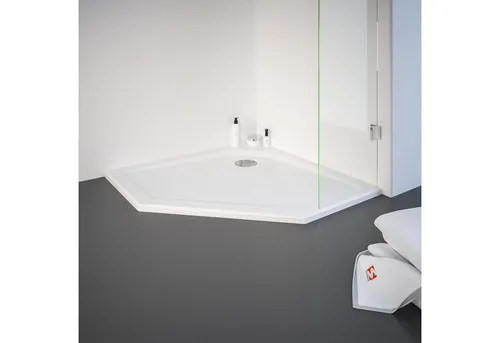 Schulte Duschwanne Fünfeck 90x90 cm - Duschwanne aus extra-flachem Sanitär-Acryl, ideal für barrierefreien Einbau. Inklusive höhenverstellbarer Füße und Ablaufgarnitur für einfache Montage.