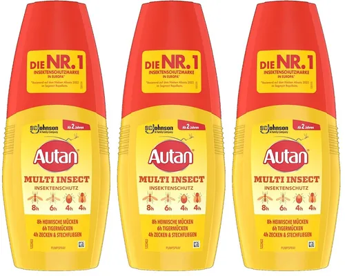 Autan Multi Insect Insektenschutz Pumpspray 3x 100ml - Insektenschutzmittel mit effektiver Wirkung gegen Mücken und Stechfliegen, ideal für Outdoor-Aktivitäten und Reisen.