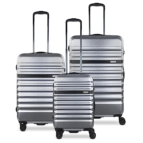 bugatti Corium 3er-Hartschalen Kofferset – Silber, TSA-Zahlenschloss - Gepäck-Sets in 3 Größen (S, M, L) aus kratzfestem ABS-Polycarbonat mit 360° drehbaren Rollen. Perfekt organisiert mit mehreren Fächern und einem langlebigen Design.