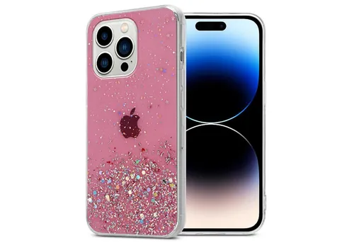 Cadorabo Hülle für Apple iPhone 14 PRO Schutz Hülle in Rosa Handyhülle TPU Etui Glitter Cover Case Glitzer