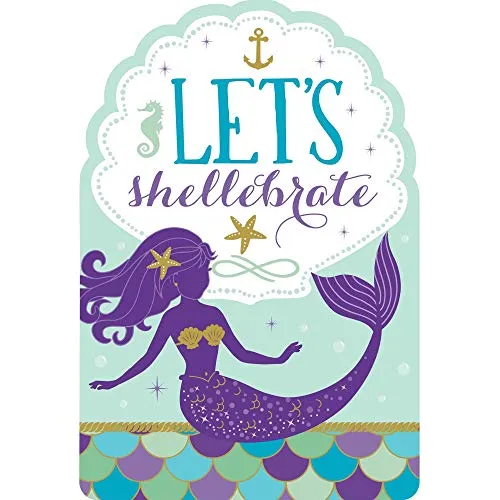 Mermaid Wishes Postcard Invitations with Stickers (8 pk)