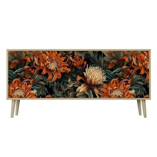 HEALANCY Komodenschrank - Kommode mit 3 Türen- Flurkommode- Schrank - Highboard - Kleiderschrank Möbel - Wohnzimmer Schlafzimmer Esszimmer Flur - Sideboard- Riva-Eiche