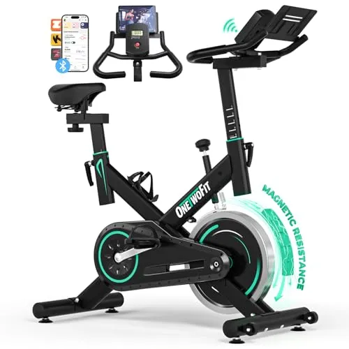 Neu ONETWOFIT Leises Heimtrainer mit LCD-Display, Einstellbarem Magnetwiderstand 0-100% und Tablet-Halterung,Trainingsgerät für das Radfahren zu Hause,Bis 160KG 2026