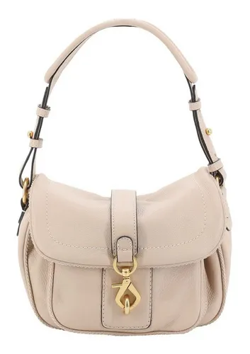 Abro Schultertasche Star Saddle Shoulderbag aus echtem Leder, beige - Elegante Schultertasche aus 100% echtem Leder, ideal für den Alltag. Mit abnehmbarem, verstellbarem Schulterriemen und stilvollem Karabinerverschluss.