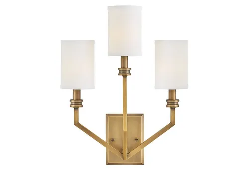 Licht-Erlebnisse Wandleuchte KIRAN, ohne Leuchtmittel, Metall Stoff E14 48,3 cm hoch in Messing Antik Weiß 3-flammig