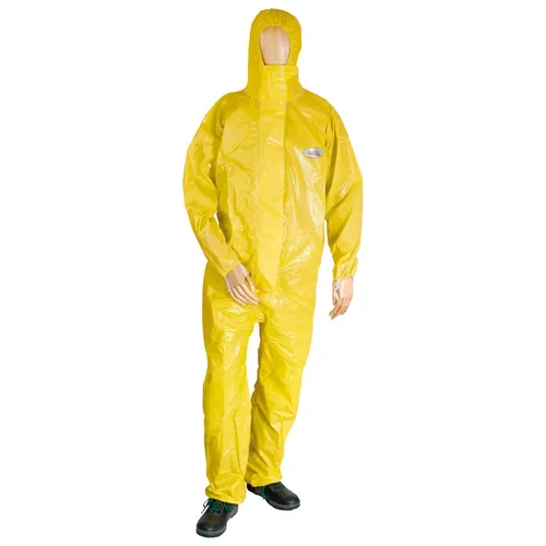 Chemie-Schutzoverall Typ 3/4/5/6 - CoverChem® gelb - XL - Arbeits- & Schutzkleidung, strapazierfähiger Chemie-Schutzoverall mit hohem Schutz vor Partikeln und Flüssigkeiten, ideal für gefährliche Umgebungen.
