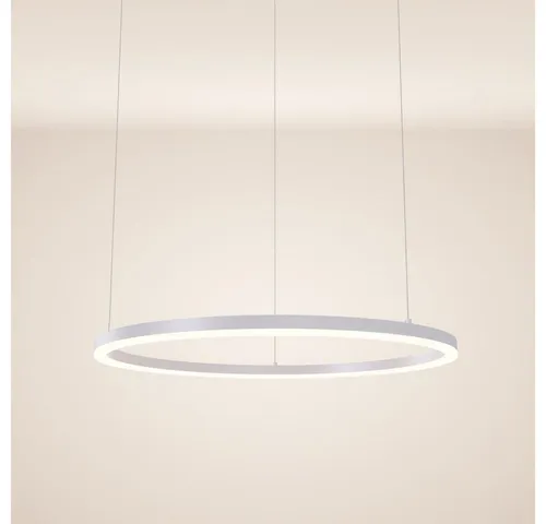 s.luce Pendelleuchte Ring 80 LED - Elegante Hängeleuchte in Weiß - Lampen mit modernster LED-Technik, 5m Abhängung und individuelle Aufhängungsmöglichkeiten für flexible Lichtgestaltung im Wohnbereich oder Foyer.