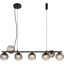 Globo Lighting Hängeleuchte Metall schwarz matt, 7x G9 LED - Moderne Hängelampe aus schwarzem Metall und rauchfarbenem Glas, ideal für Esszimmer oder Wohnzimmer. Perfekt für eine stilvolle Beleuchtung mit 7x G9 LED.