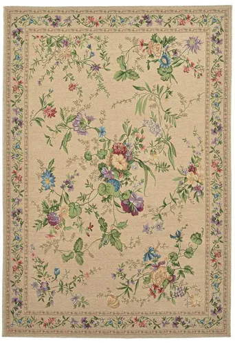 THEKO Teppich Flomi Sagrini, rechteckig, 120x170 cm - Teppich in Pastell-Farben mit floralem Design, ideal für ein gemütliches Ambiente; pflegeleicht und strapazierfähig, perfekt für jeden Raum.