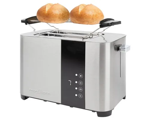CLATRONIC PC-TA 1250 Toaster 850 W - Toaster in silber und schwarz, mit 850 W Leistung für schnelles und gleichmäßiges Toasten, perfekt für ein leckeres Frühstück.