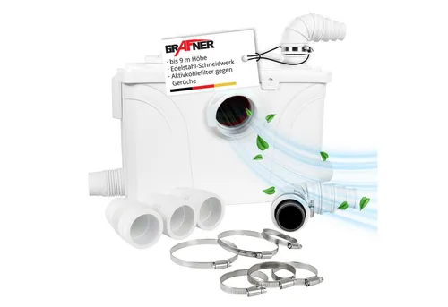 Grafner Hebeanlage WC mit Schneidwerk 700W - Wasserpumpen - Leistungsstarke 4-in-1 Kleinhebeanlage mit 3 Einlässen für gleichzeitigen Anschluss mehrerer Sanitärgeräte und automatischer Start-Stop-Funktion für maximalen Komfort.