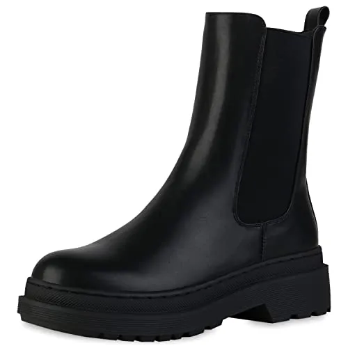 VAN HILL Damen Leicht Gefütterte Plateau Boots - Wanderschuhe mit bequemem Blockabsatz und robustem Profil, ideal für stilvolle Freizeitaktivitäten und lange Spaziergänge.