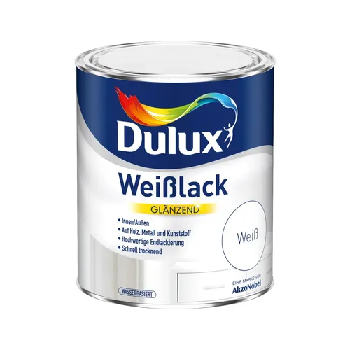 Dulux Weißlack Endlack Schlussanstrich Wetterschutz Wasserbasis Weiß Glanz 2,5 l