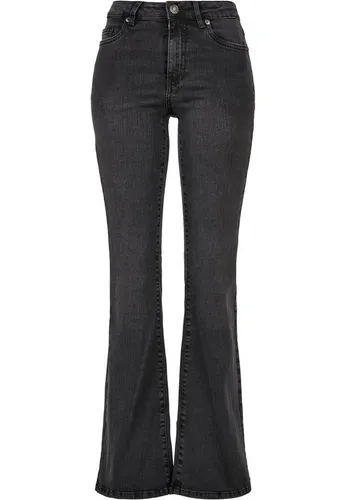 Urban Classics Ladies High Waist Flared Denim Pants - Damen-Jeanshosen, stylische Boot-Cut Jeans in Schwarz mit hohem Bund für einen trendigen Look und perfekten Tragekomfort.