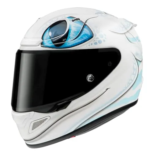 HJC RPHA 12 Universal Light Fury Helm - Weiß-Blau, Größe S für Frauen - Motorradhelm mit Premium Integrierte Matrix P.I.M. Evo für hohe Stoßfestigkeit und Komfort. Ideal für stilbewusste Fahrerinnen.