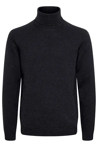 CASUAL FRIDAY CFKarl Herren Rollkragenpullover Strickpullover Feinstrick Pullover mit Rollkragen Rippbündchen Regular fit, Größe:M, Farbe:Anthracite Black (194007)