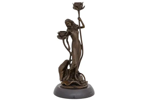 Aubaho Dekoobjekt Kerzenständer Frau Rose in bronze von Aubaho