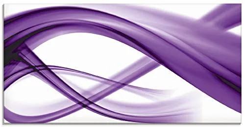 ARTland Wanddeko Glasbilder Wandbild Glas Bild einteilig 100x50 cm Querformat Moderne Kunst Abstrakt Modern Rauch Welle Lila Violett S7MV
