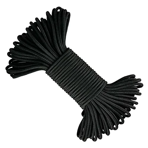 Polyesterkordel 4mm * 25m. Paracord Seil Schnüre. für Outdoor, Garten und Heimwerker. Schwarz