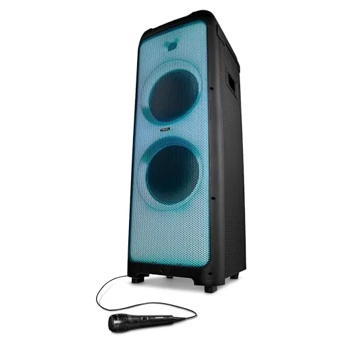 MEDION X61200 Party-Soundsystem - Partylautsprecher mit Mikrofon, 2x 80 Watt RMS, Bluetooth und beeindruckender LED-Lichtshow für unvergessliche Karaoke-Partys