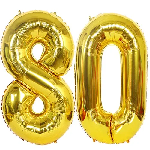 Luftballon 80 Gold, Helium Ballon 80 Goldene 80 Luftballon Geburtstag 80 Jahre, 80 Luftballon Zahl Gold, Riesen Folienballon XXL Ballon Zahlen 80 für Geburtstag Hochzeit Jubiläum Party Deko