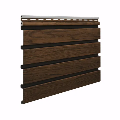 Fassadenverkleidung PVC 295 x 28,3 cm in Walnuss/Schwarz