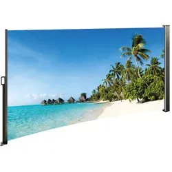 Seitenmarkise LEMODO mit Fotodruck Südsee, 180 cm hoch - Sichtschutz und Sonnenschutz für Balkon und Garten. Exklusive 180 cm Höhe und fotorealistischer Druck verwandeln Deinen Außenbereich in eine entspannende Oase.